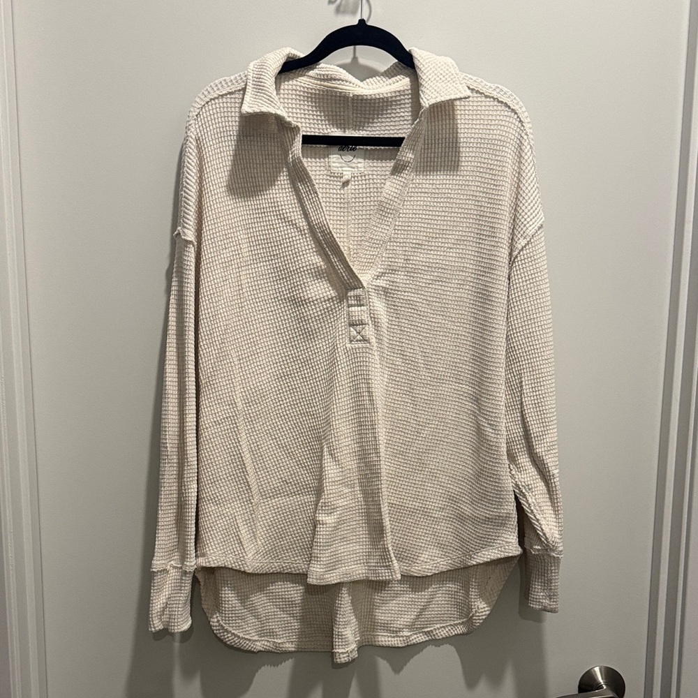 Aerie Off-White Waffle Knit Top